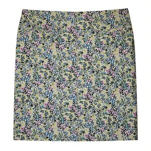 J Jill Womens Size 4P 4 Petite Green Floral Live in Chino Pencil Skirt Spring